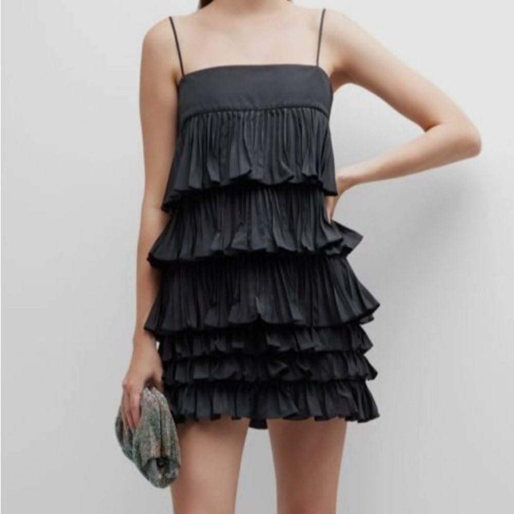 Alexis Corsini Black Tiered Ruffle  Dress Size 8